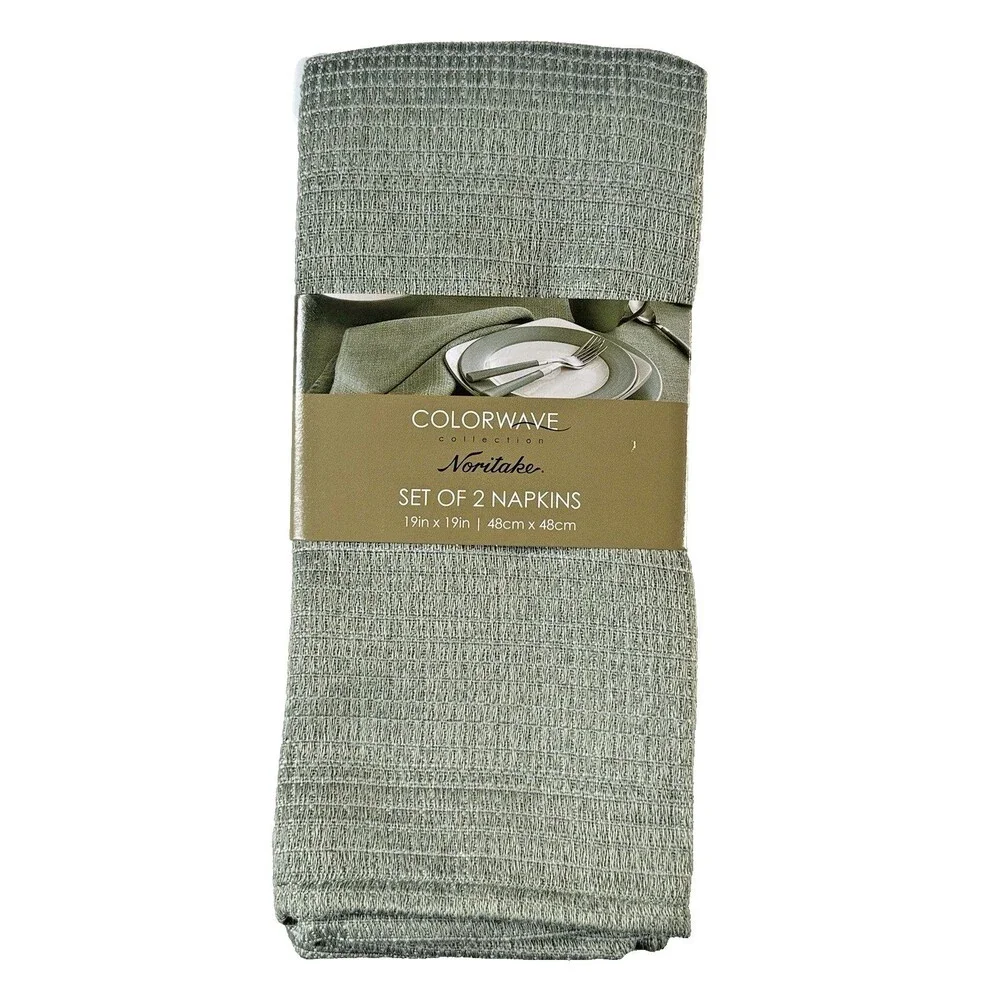 Noritake Colorwave Fabric Napkins Green 19x19 Inch Set of 4 Machine Wash